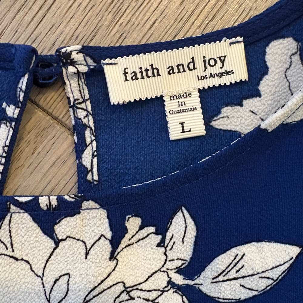 Faith and Joy Navy Blue Floral Blouse - Picture 4 of 5